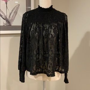Anthropologie Deletta Romantic Black Lace Top